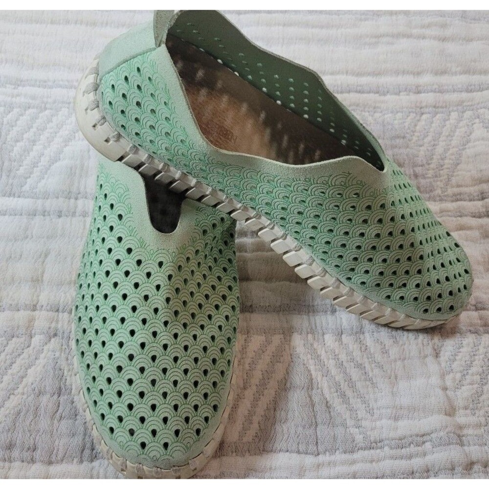 Ilse Jacobsen Tulip 139 Slip-On Shoes Women's 38 Mint Green Perforated Scallop